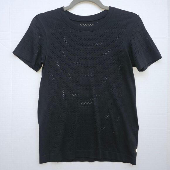 Rare Lululemon Breeze By Short Sleeve| Women's Black Mesh Training Tee Size 4 - Picture 4 of 7